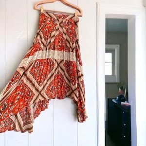 Free People Drapy Boho Midi Skirt Size 0 XS